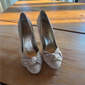 Guess Women's Beige Suede Bow Heels
